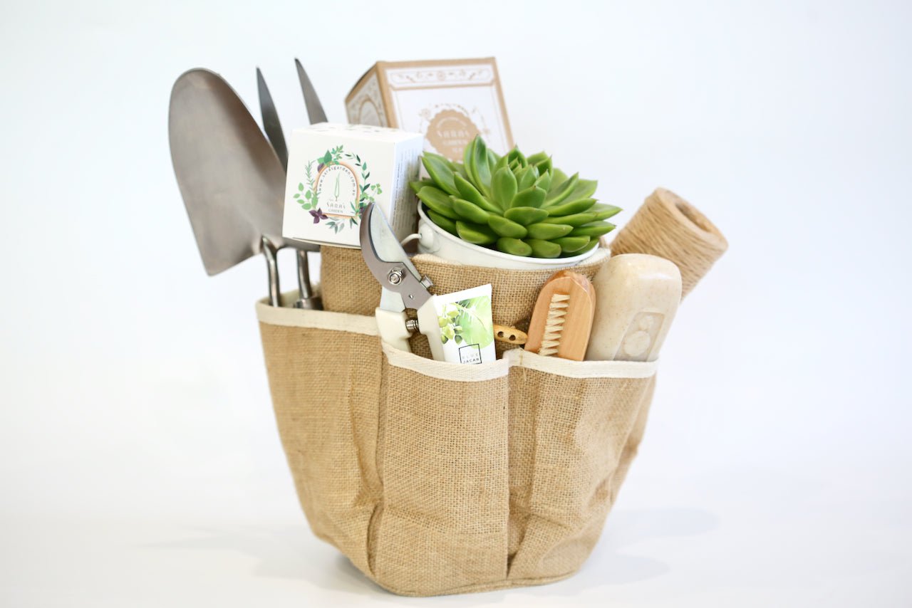 Gardening Bag Gift Set With Large Succulent