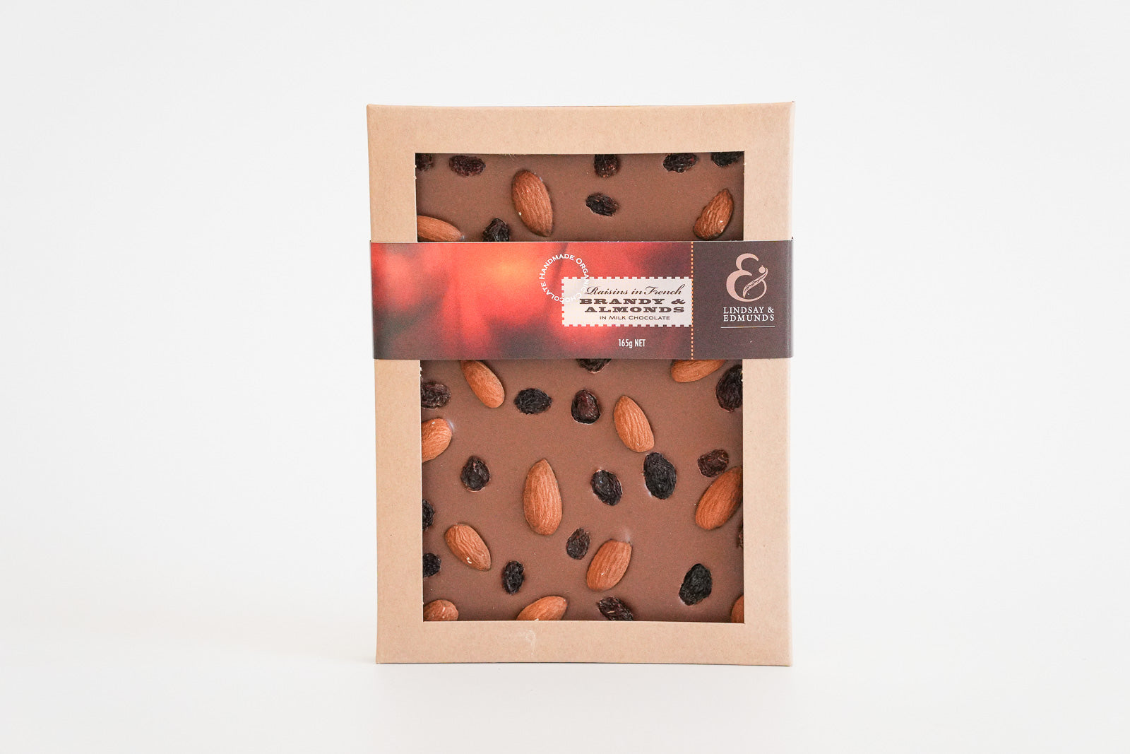 Large Organic Milk Chocolate Slab - Brandy & Almonds - 165g