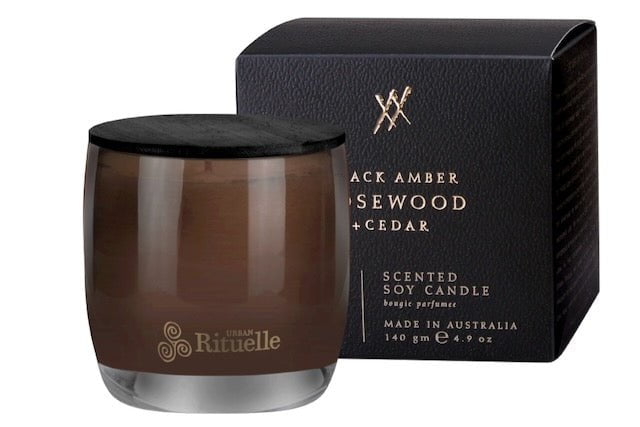 Luxury Scented Candle - Black Amber, Rosewood & Cedar